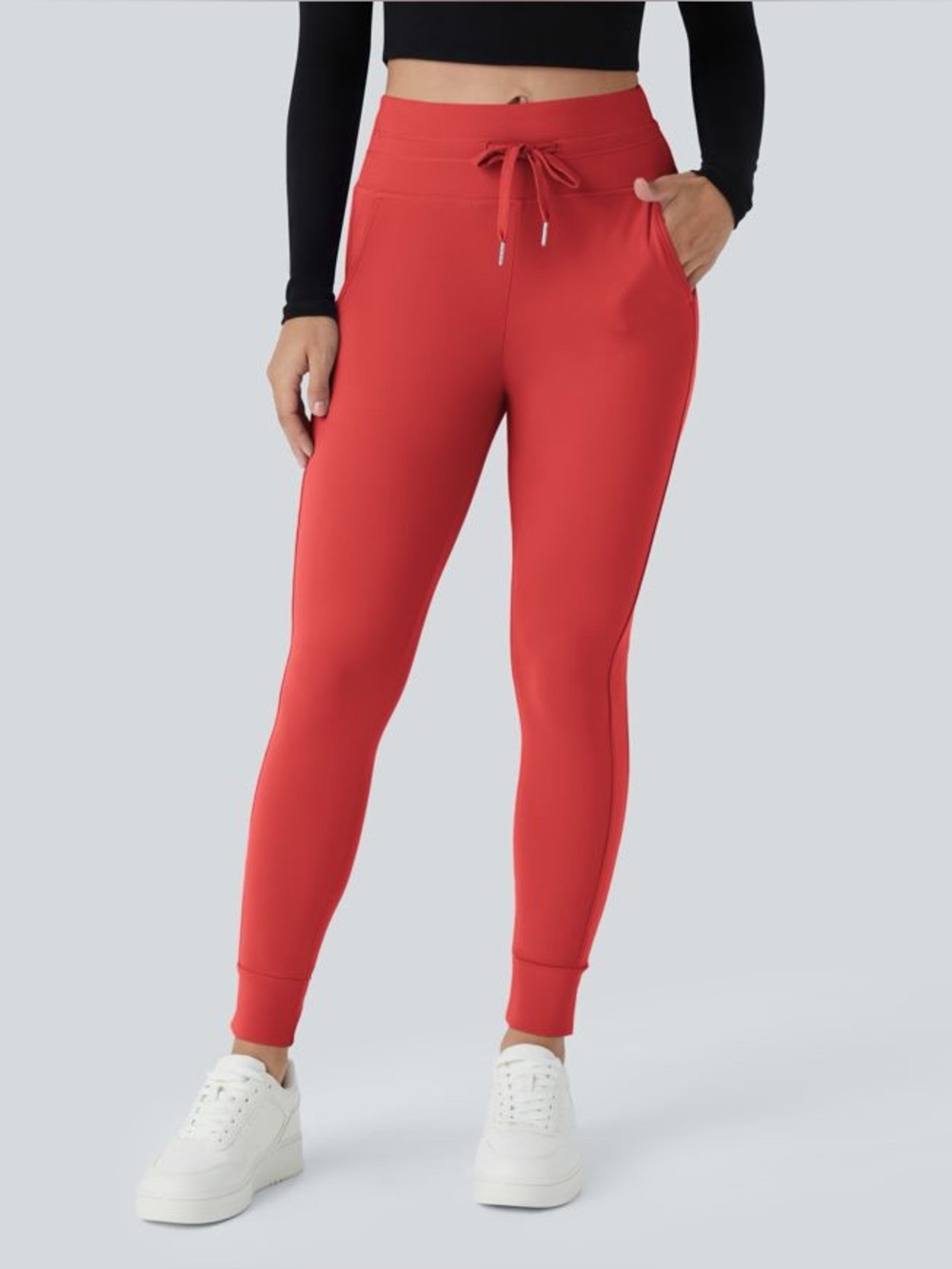HALARA Women's Red High-Rise Drawstring Joggers
